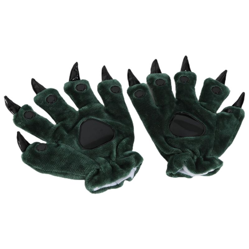 

Плюшевые перчатки-лапы динозавра, мультяшные милые животные, перчатки для рук, теплые перчатки с лапами животных, инструмент для косплея, аксессуары для костюмной вечеринки 1 чёрный/зелёный