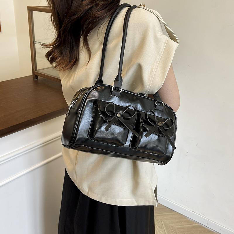 Bow Spice Girl Underarm Bag Women's New Summer Tote Bag Shoulder Bowling Pillow Bag Commuter Bag