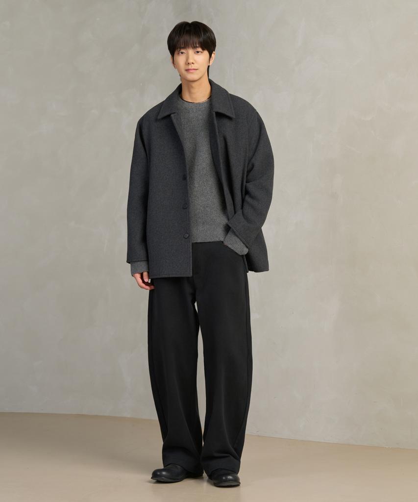 Hyoji Fw Herringbone Wool Half Coat