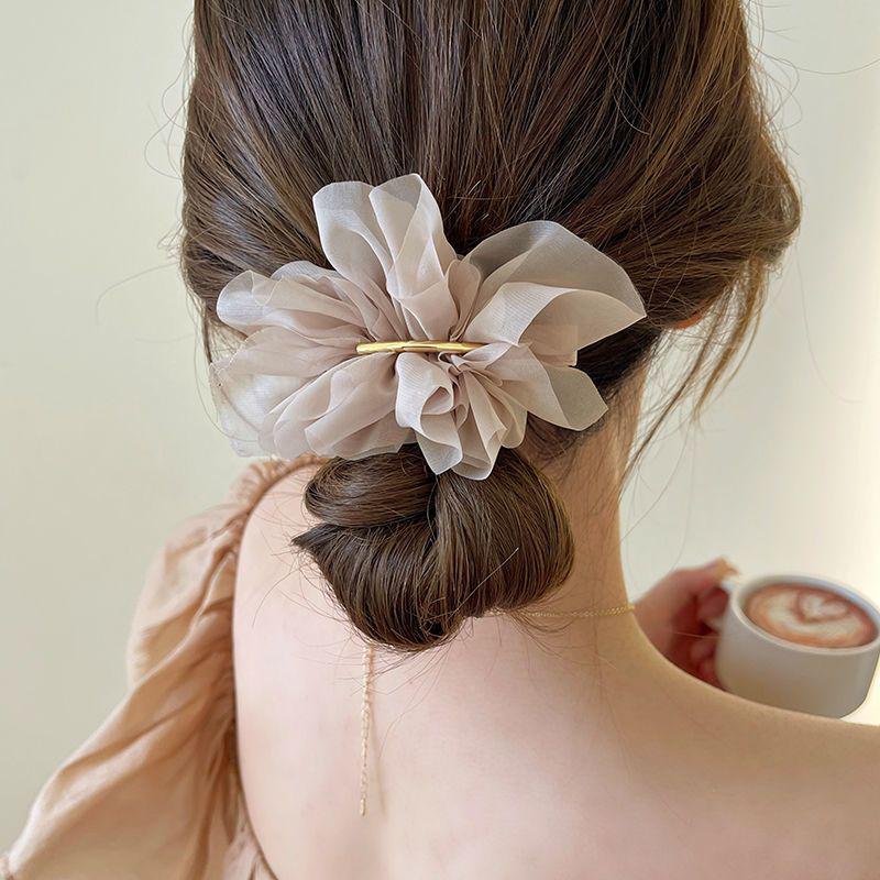 

Korean Chiffon Flower Ponytail Hair Clip - Elegant Updo Accessory