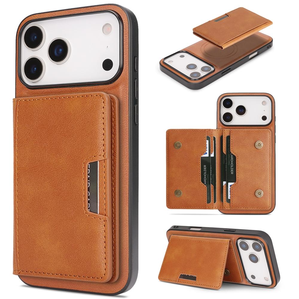2 in 1 Magnetic Leather Case for IPhone 17 16 15 14 13 12 Pro Max Plus Air 16E 17E Wrieless Charging For Magsafe Phone Cover