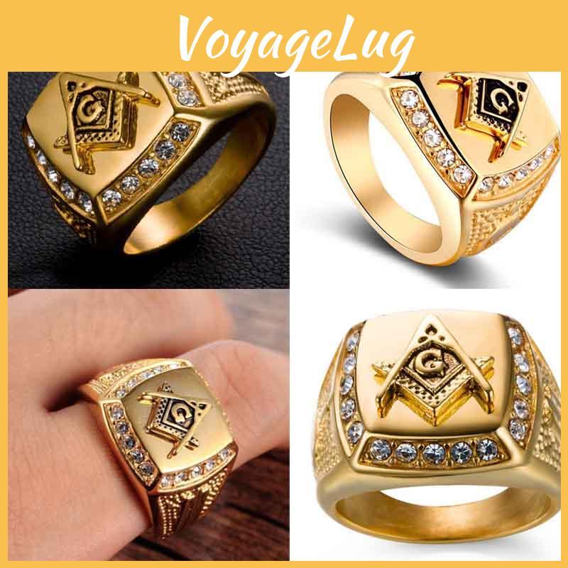 Masonic Fashion Rhinestone Symbol Ring Mens Ring Hip Hop Tide Jewelry Fashion
