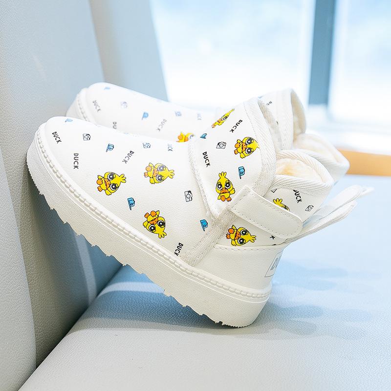 Children's snow boots, baby cotton shoes, boys' and girls' short boots with thick velvet, waterproof and anti slip, children's shoes