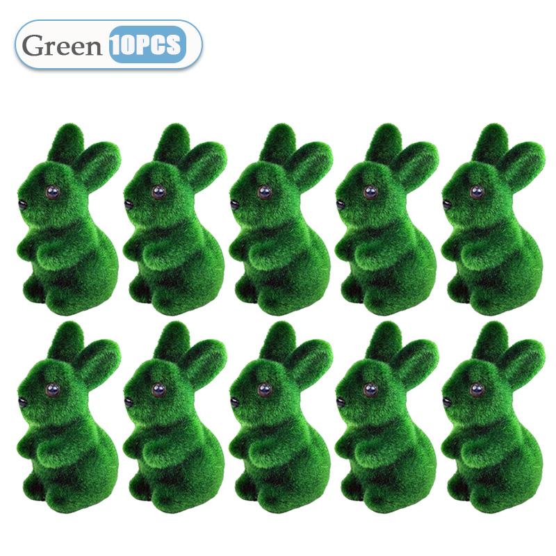 1-10PCS Realistic Easter Bunny Green Foam Flocking 3D Moss Rabbit Gardening Decor Craft Ornament Seasonal Spring Home Decoration