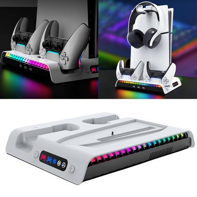 Pro PS5 Slim Stojan Chladicí stanice S RGB osvětlením Chladicí ventilátor Nabíječka pro dva ovladače Pro PS5 Slim konzoli Digitální&Disková edice