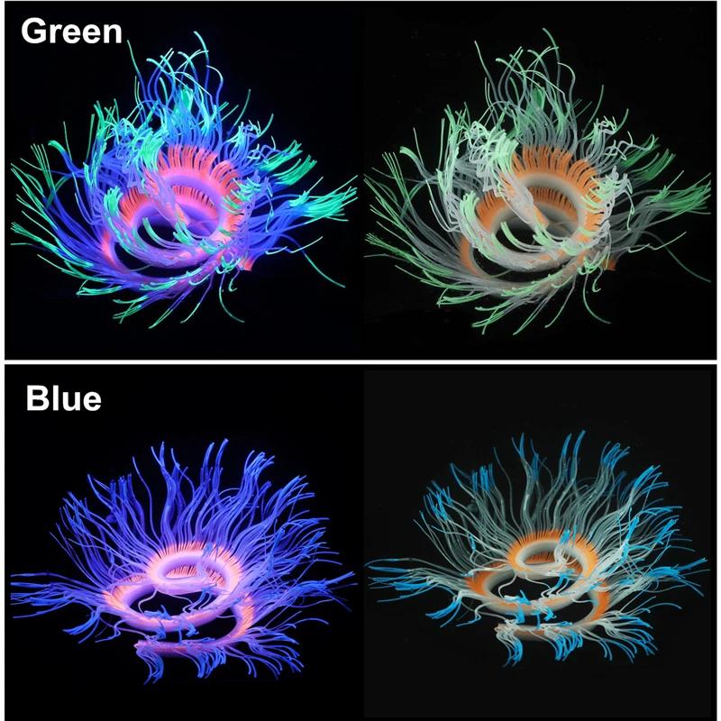 New Flexible Style Silicone Aquarium Coral Anemone Decoration Artificial Fish Tank Sea Anemone Ornament Glowing In Light