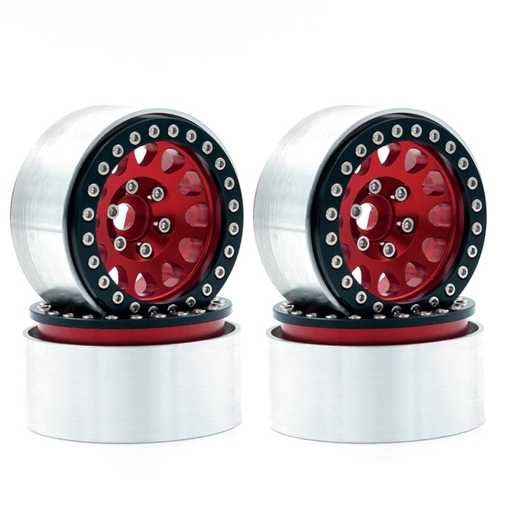 Aluminum Alloy Wheel Rim Beadlock Wheel Rims Hub 4pcs Replacement for 1/10 TRX4 Axial SCX10 90046