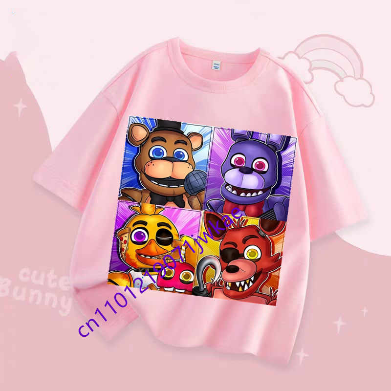 FNAF Prodyšná trička Děti Pět nocí u Freddyho Roztomilý krátký top Kluci Dívky Letní módní tričko Dětské oblečení
