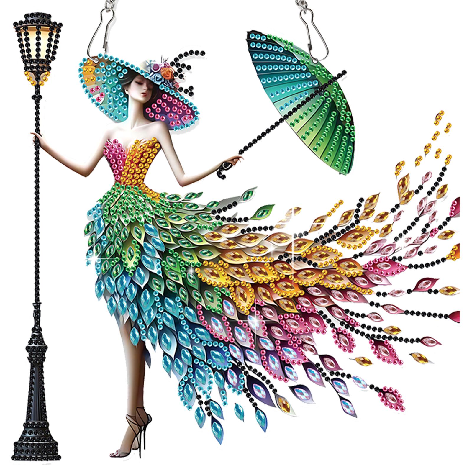 2D Flat DIY Acrylic Hanging Gem Art Paintings Charm Crystal Rhinestone Art Pendants for Living Room Home Office Decoration