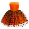 Halloween Bedrucktes Mesh-Kleid Kleid Hexenhut Pompon Dreiteiliges Set Mädchenkleid 936 Lieblingskleid für kleine Mädchen Kleider
