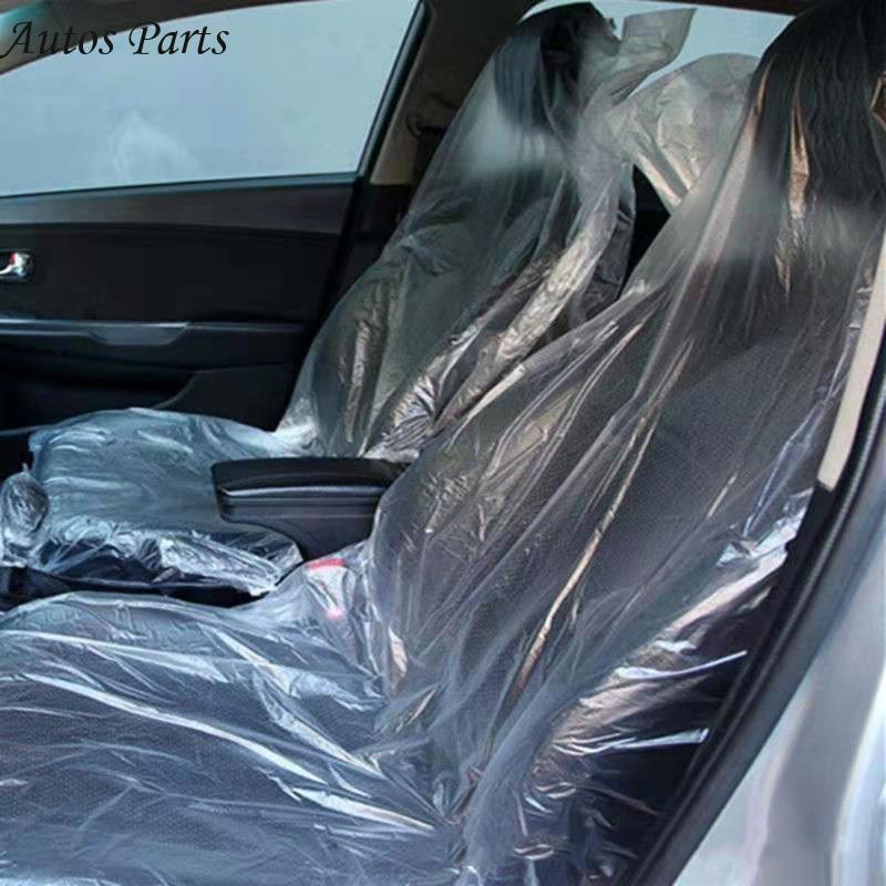 57BA 100pcs Car Covers Transparent Car Chair Covers Disposable Vehicle Dustproof Cover Universal Car Protector