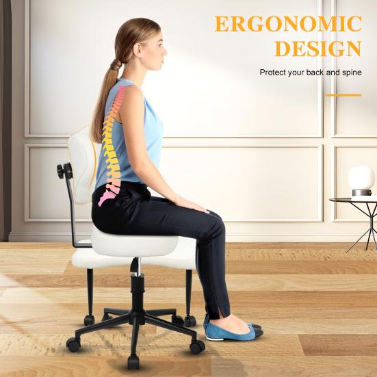 Yoga Meditation Chair with Back Support, Adjustable Cross-Legged Office Chair with Wheels