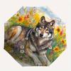 1 Stück Wolfs Friedliche Ruhe inmitten der Fülle der Natur Automatischer Faltregenschirm - 3-fach faltbares Design, Lebhaftes Cartoon-Muster, Geeignet für Outdoor-Aktivitäten