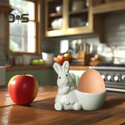 Ceramic Bunny Egg Cup Breakfast Table Decor Egg Holder Rabbit Egg Stand for Soft Boiled Eggs Home Easter Decoration