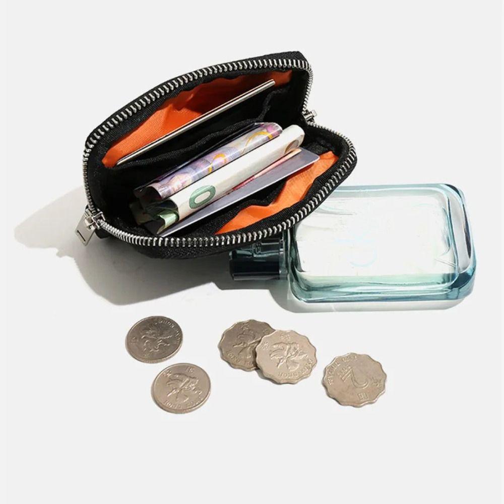 Portable Short Men's Nylon Wallet Waterproof Card Organizer Mini Storage Bag Zipper Closure Earbuds Storage Bag Unisex
