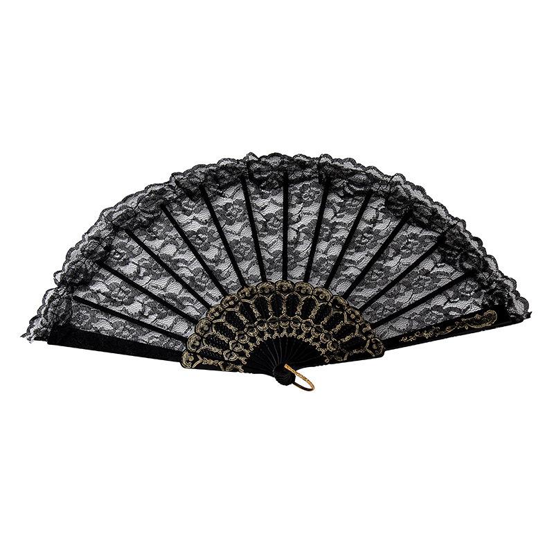 1Pc Chinese Ancient Style Flower Women Folding Fan with Tassel Fringe Hanfu Cheongsam Dance Fan Photo Props Summer Handheld Fan