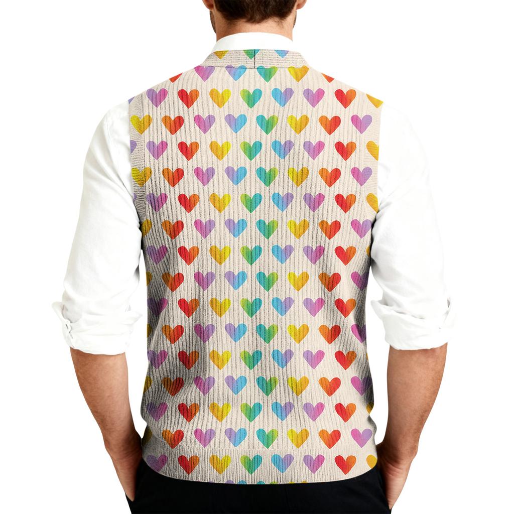 Men's V,Neck Sleeveless Knit Cardigan Vest
