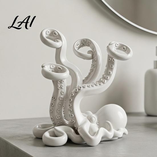 3D Printed Stationery Holder Octopus Toothbrush Holder Creative Space Saving Desk Organizer Durable Unique Desktop Ornament PLA Material Stable Base