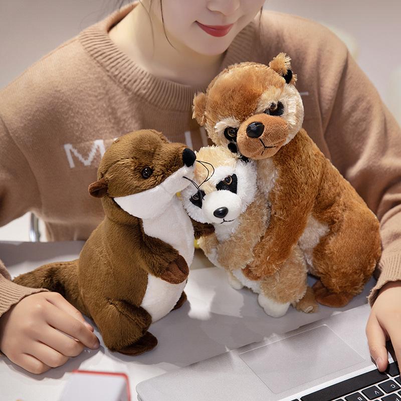 Simulation Meerkat Family Stuffed Animal Kawaii Standing Meerkat Mother And Child Plush Dolls Birthday Gift For Boys And Girls