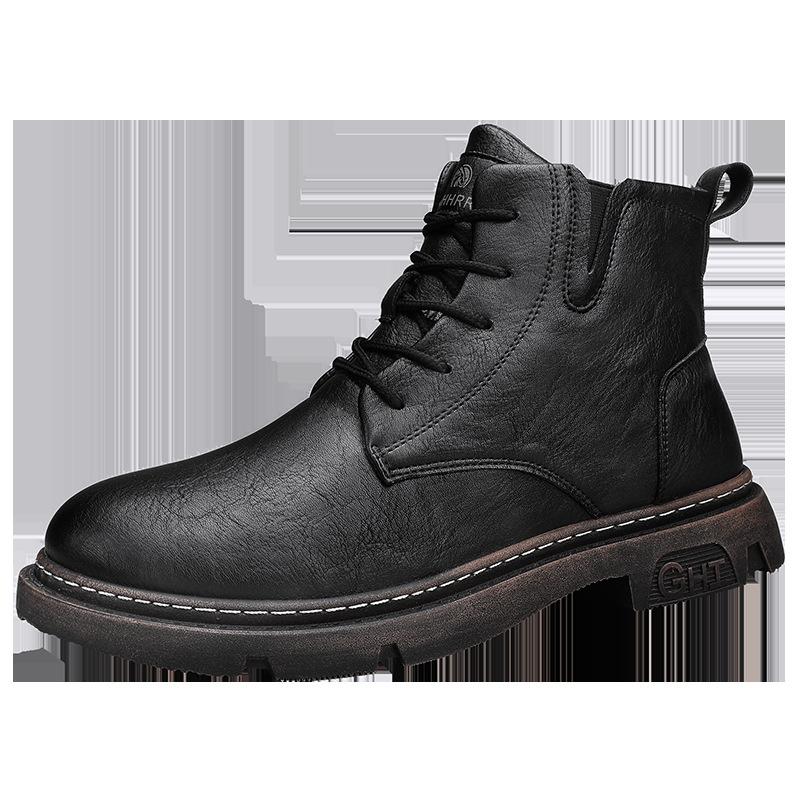 

Martin boots men s spring and autumn 2025 new versatile casual black leather shoes medium top non-slip British style business tooling shoes 44 черный коричневый