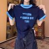 Summer New American Front Shoulder Simple Letter Printing Design Sense Color Matching Short-sleeved T-shirt Women's Casual Versatile Top