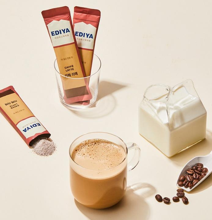 EDIYA Café Latte – 30 Sticks | Korean Creamy Instant Coffee Mix | Café-Style Taste At Home