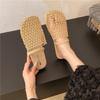 Fashion French Style Mesh Trimming Soft-soled Slippers for Women 2025 Summer New Outdoor Beach Vacation Rome Semi-slippers Sandals