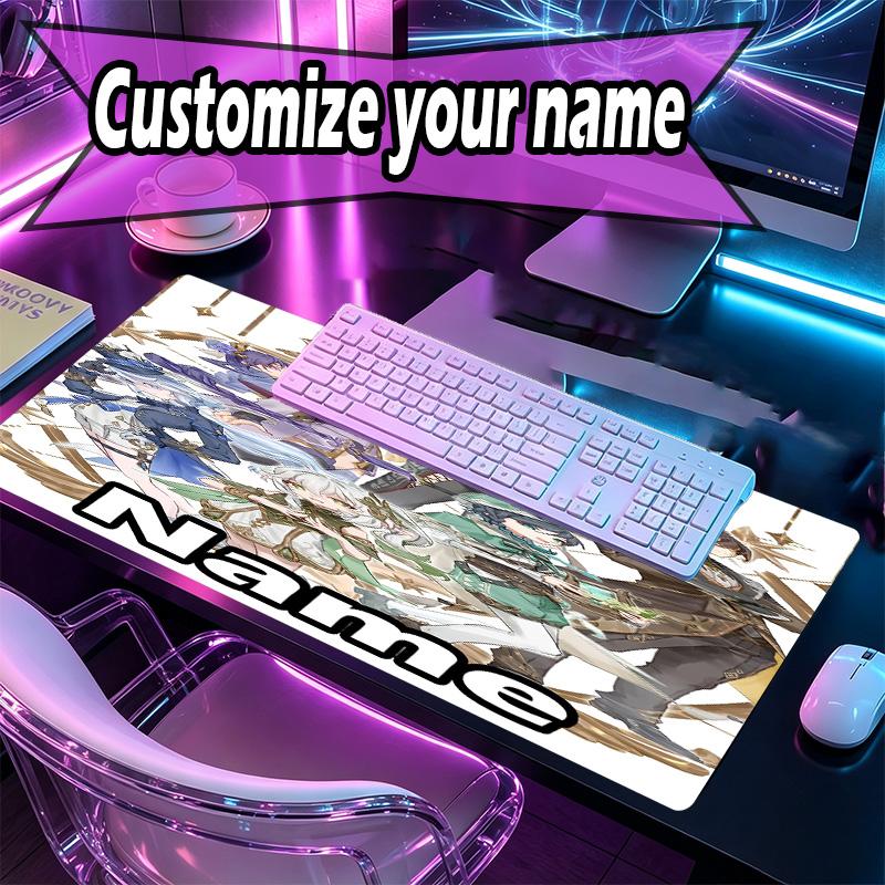 Custom Name Personalized Genshin Impact Pattern Mousepad, Laptop PC Desk Mat, Decorative Desk Mat for Home Keyboard Pad Gift