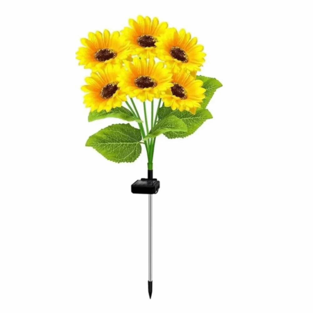 Yellow Flower Solar Sunflower Lawn Lamp 3/6 Heads Ground Mounted Light  Yard Decoration