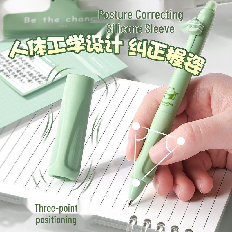 Panda Erasable Clickable Gel Pen for Third Graders - Thermosensitive Black & Blue