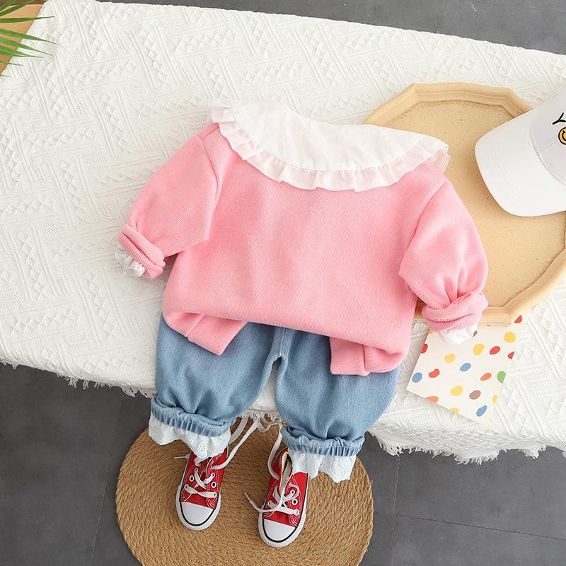 2023 New Spring & Autumn Girls’ Sweet Cardigan Three-Piece Set – Casual Outfit for Small & Medium Children, Ready To Deliver