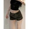 Women's Low Rise Denim Shorts Camo Printed Slim Fit Vintage Washed Skinny Hot Pants