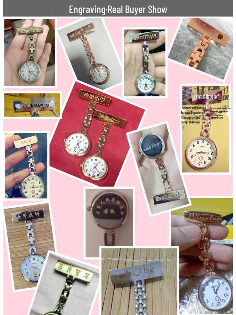 Leppte Luminous Nurse Watch: Clip-on Retro Pocket Breast Watch for Women, Cute Student Engraving
