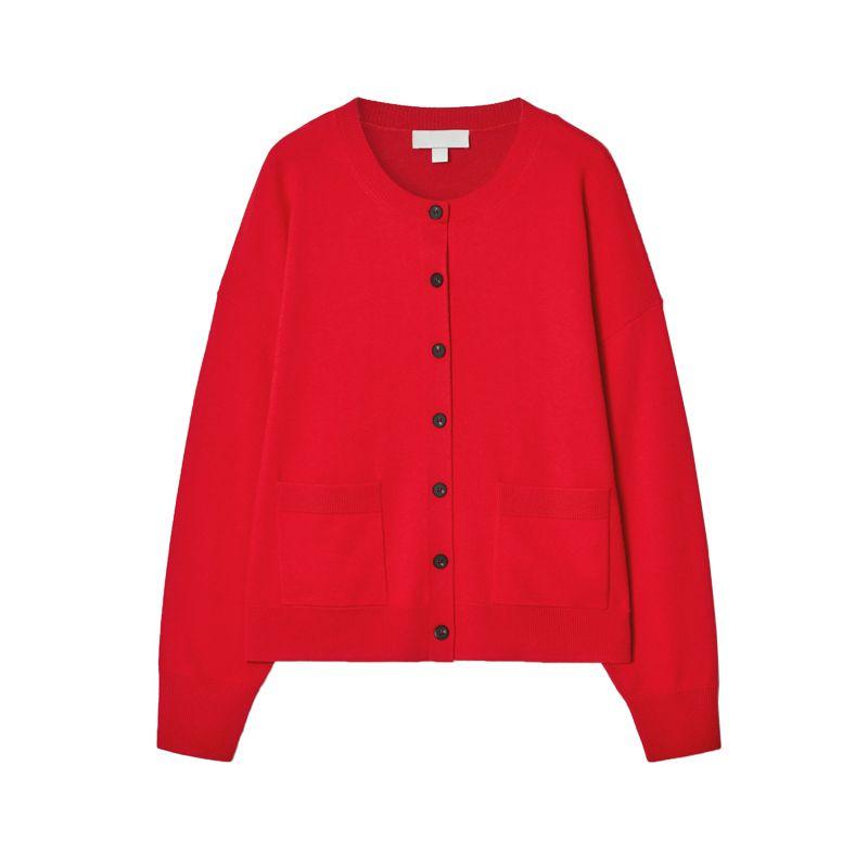 CS Spring New Women's Clothing Idle Style Casual Round Neck Wool Blend Knitting Cardigan 1259543