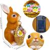 Solar Garden LED Light Statues Rabbit  Flowers Decoration Outdoor Indoor Mothers Day Gardening Gifts Bunny Lawn Statue Ornament