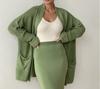 Women's Sweater Set Fall Winter New Open Front Cardigan with Belt High Waist Knit Skirt Two Piece Outfit