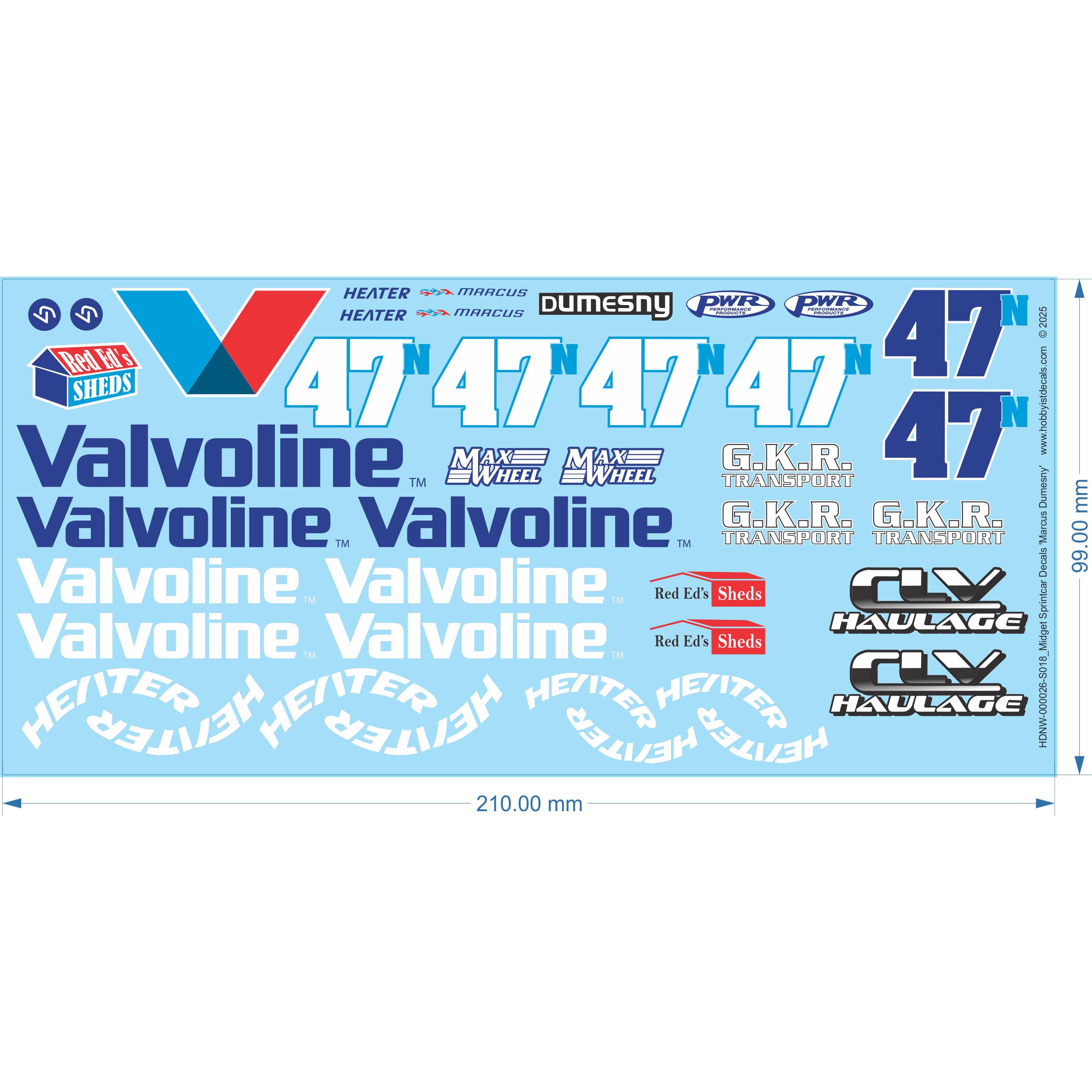 Midget Sprintcar Decals Marcus Dumesny - 1/18 - Water Decal