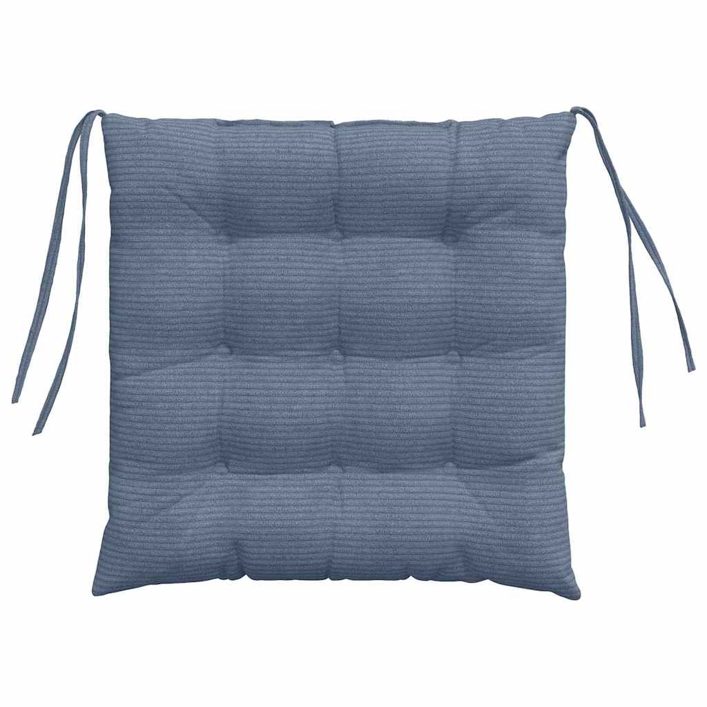 Seat Cushion Set 4 pcs Blue 40 x 40 x 6 cm Cord Fabric