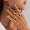 Sweet and Cool Geometric Baroque Pearl Ring Set, Personalized Liquid Metal Glossy Ring