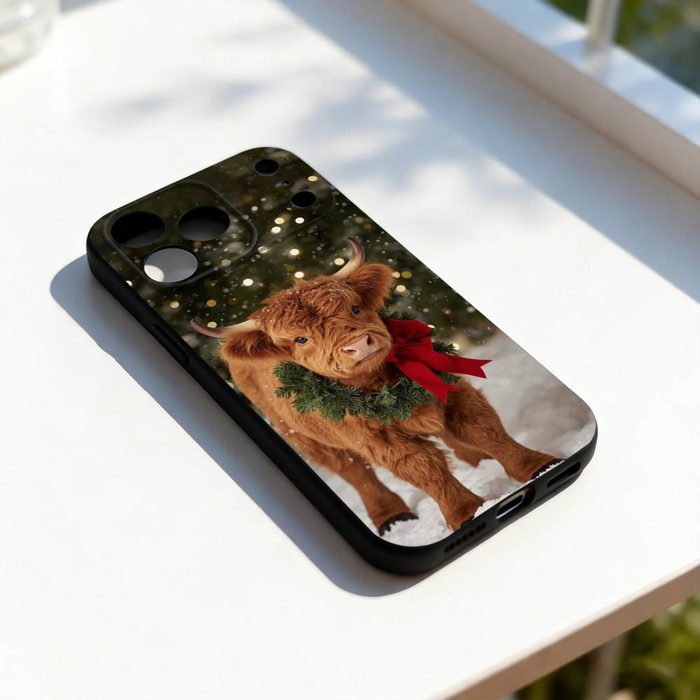 

Highland Cow Cute Phone Case For iPhone 11,12,13,14,15,16,17,Pro,Max,Plus,E,SE4,Air,Mini Black Soft Cover iPhone16e