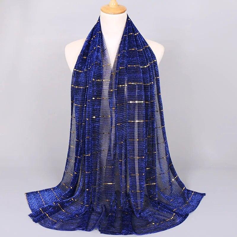 Summer Lurex Glitter Scarf Elegant Lightweight Elastic Shawl For Women Fashion Sparkly Sequined Party Shawls 180*65cm