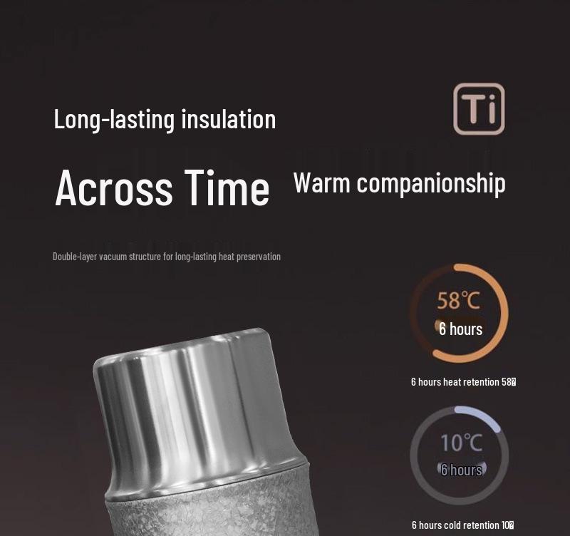 Portable Insulated Cup with Pure Titanium Liner, Magnetic Lid, and 316 Stainless Steel for Tea Steeping, Freshness, and Antibacterial Protection