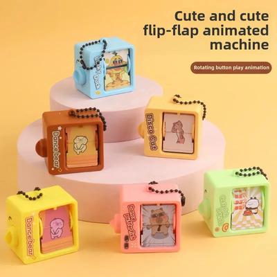 Creative Cartoon Capybara Keychain Flip Book: Cute Pet Pendant & School Bag Charm