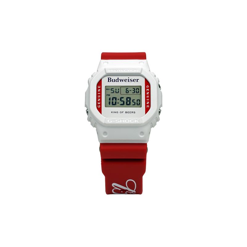 

CASIO G-SQUAD series G-SHOCK series Budweiser joint model Budweiser trendy personalized beer can watch box 200 meters waterproof Quartz DW-5600BUD20-7 білий