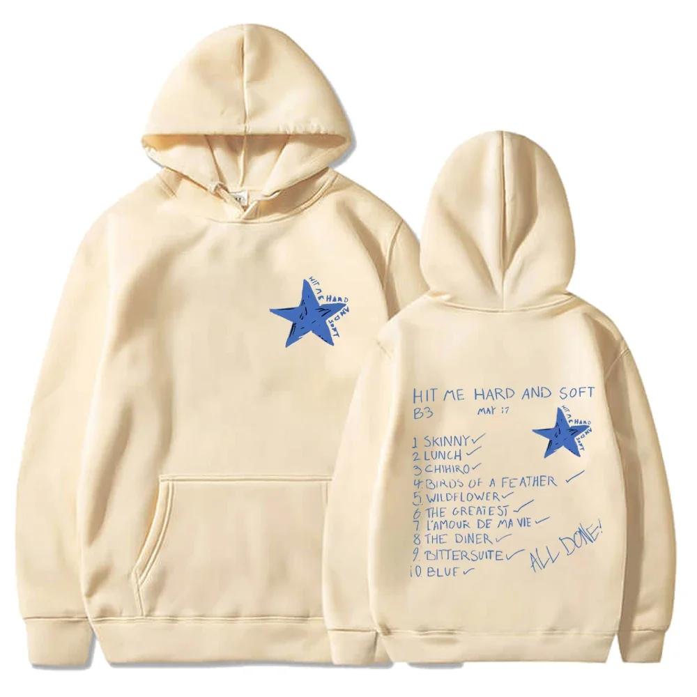 Hip Hop Hettegensere Hit Me Hard and Soft 2024 Tour Hettegenser Genser Menn Kvinner Fleece Sweatshirts Mote Løs Gotisk Hettegenser