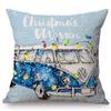 Cuscino Decorativo Natalizio Acquerello Carino Copricuscino per Divano Camion di Natale Albero Cane Cucciolo Adorabile Lettera Neve Copricuscino