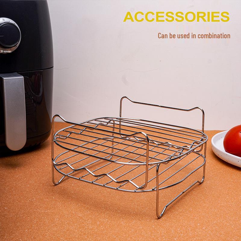430 Stainless Steel Air Fryer Double Layer Rack - Steaming, Grilling & Toasting