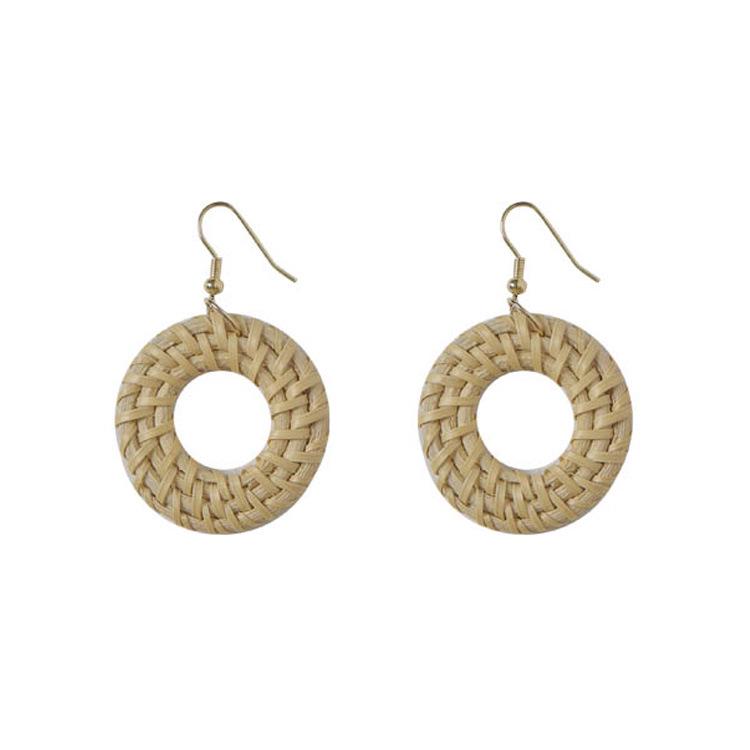 Korean Retro Geometric Rattan & Bamboo Earrings
