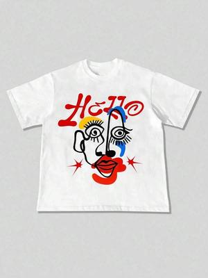 Street Life Men’s Summer Abstract Face Graphic T-Shirt – Round Neck Casual Stree