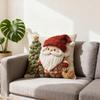 45cm Peach Skin Velvet Christmas Pillow Cover 3D Visual Cartoon Imitation Embroidery Linen Printed Sofa Pillowcase Festive Decor
